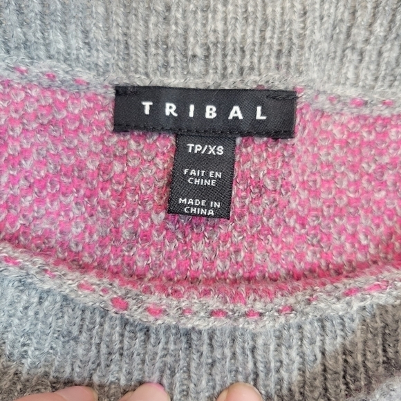 Tribal Hot Pink Zebra Tiger Stripe Knit Sweater Size XS - Picture 3 of 9